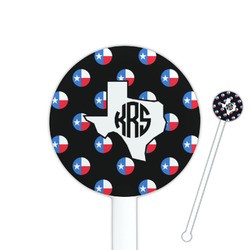 Texas Polka Dots 5.5" Round Plastic Stir Sticks - White - Double Sided (Personalized)