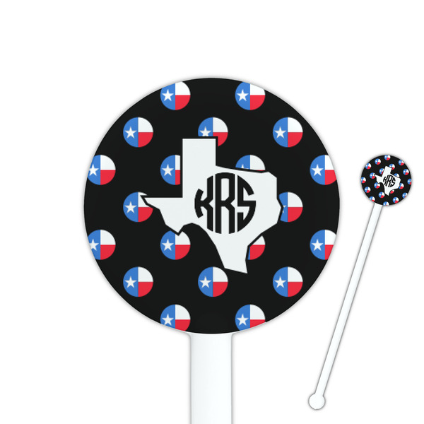 Custom Texas Polka Dots 5.5" Round Plastic Stir Sticks - White - Double Sided (Personalized)