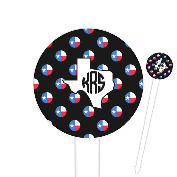 Custom Texas Polka Dots Cocktail Picks - Round Plastic (Personalized)
