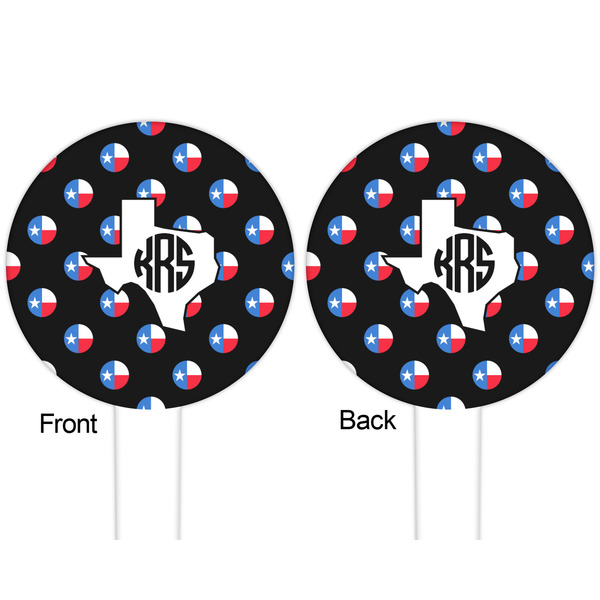 Texas Polka Dots White Plastic 6" Food Pick - Round - Double Sided - Front & Back