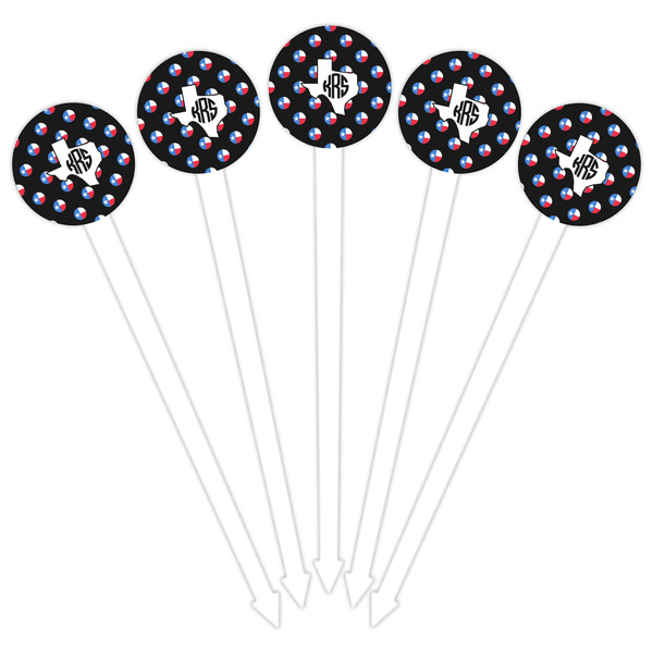 Texas Polka Dots White Plastic 6" Food Pick - Round - Fan View