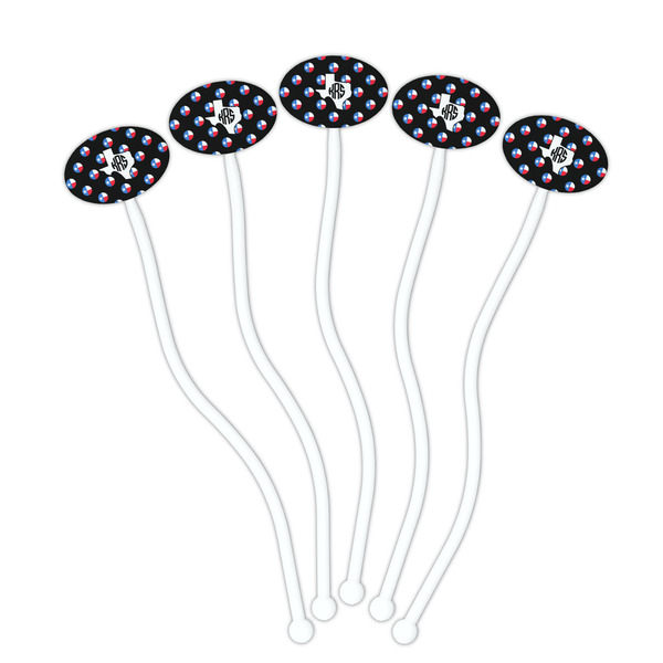 Texas Polka Dots White Plastic 7" Stir Stick - Oval - Fan