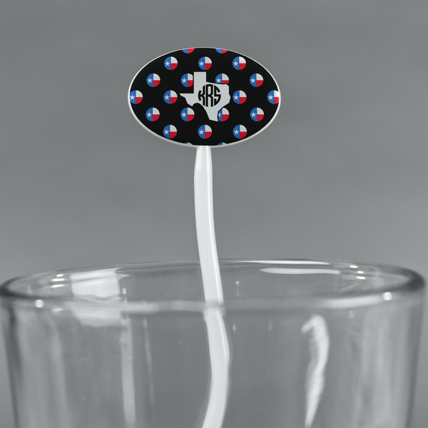 Texas Polka Dots White Plastic 7" Stir Stick - Oval - Main