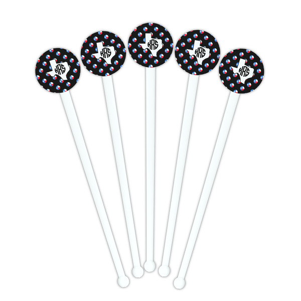 Texas Polka Dots White Plastic 7" Stir Stick - Round - Fan View