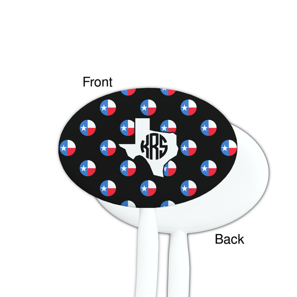 Texas Polka Dots White Plastic 7" Stir Stick - Single Sided - Oval - Front & Back