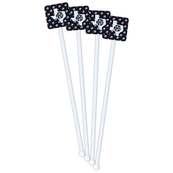 Texas Polka Dots White Plastic Stir Stick - Single Sided - Square - Front