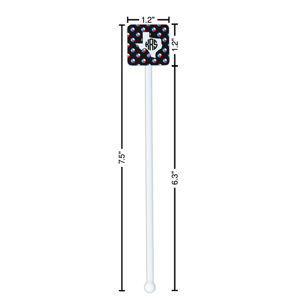 Texas Polka Dots White Plastic Stir Stick - Square - Dimensions