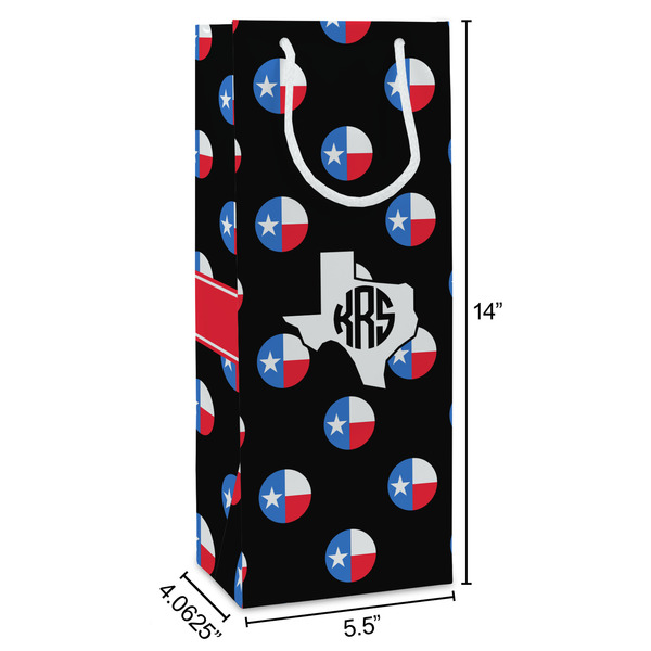 Texas Polka Dots Wine Gift Bag - Dimensions
