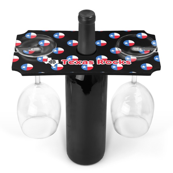 Custom Texas Polka Dots Wine Bottle & Glass Holder (Personalized)