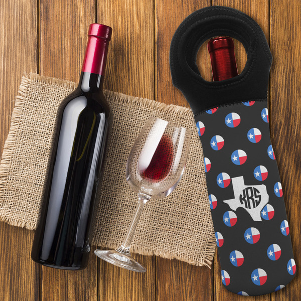 Texas Polka Dots Wine Tote Bag - FLATLAY