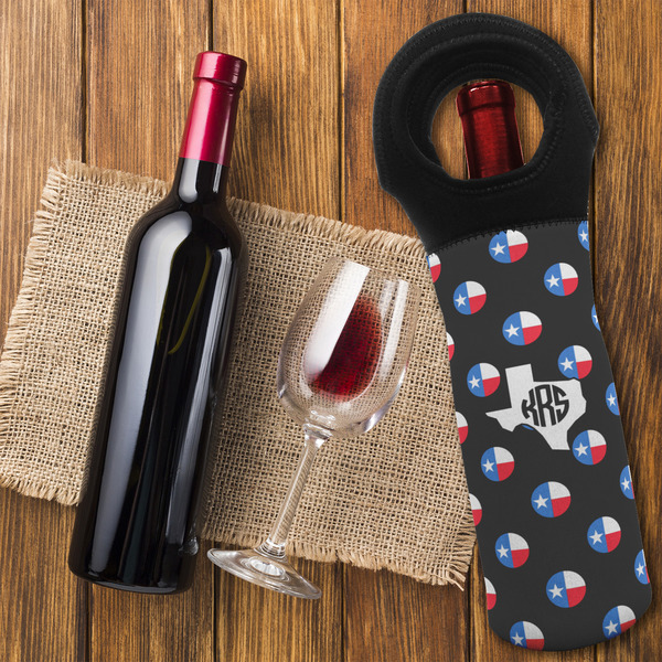 Texas Polka Dots Wine Tote Bag - FLATLAY
