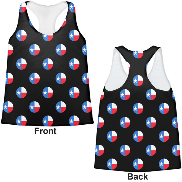 Texas Polka Dots Womens Racerback Tank Tops - Medium - Front and Back