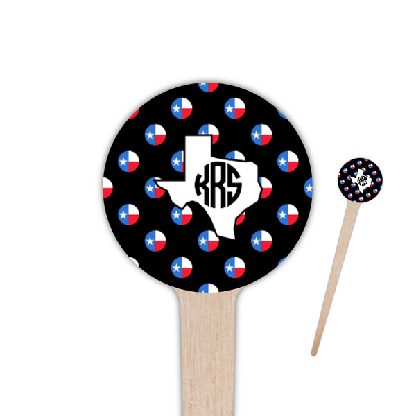 Custom Texas Polka Dots 4" Round Wooden Food Picks - Double Sided (Personalized)