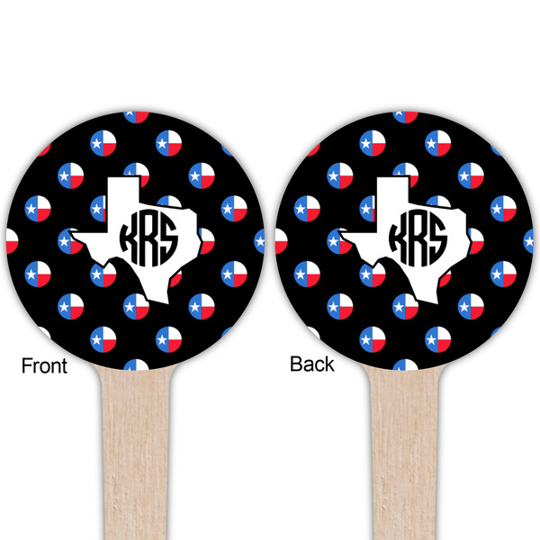 Texas Polka Dots Wooden 4" Food Pick - Round - Double Sided - Front & Back