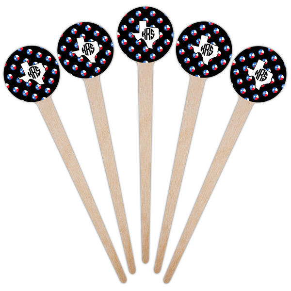 Texas Polka Dots Wooden 4" Food Pick - Round - Fan View