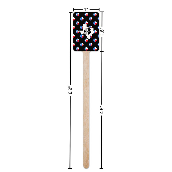 Texas Polka Dots Wooden 6.25" Stir Stick - Rectangular - Dimensions