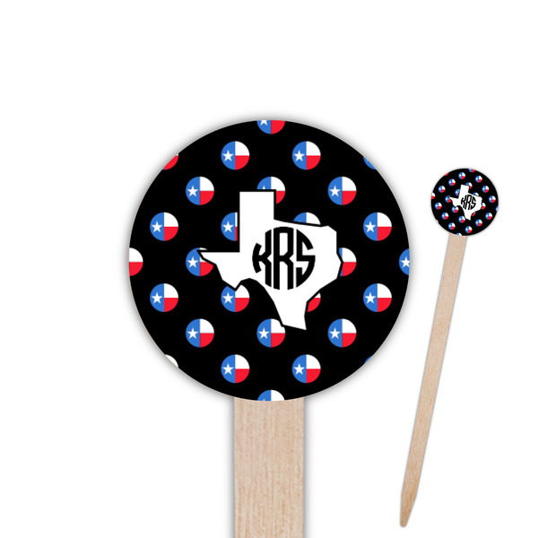 Custom Texas Polka Dots 6" Round Wooden Food Picks - Single Sided (Personalized)