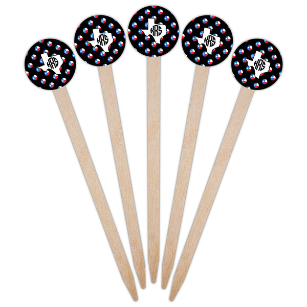 Texas Polka Dots Wooden 6" Food Pick - Round - Fan View