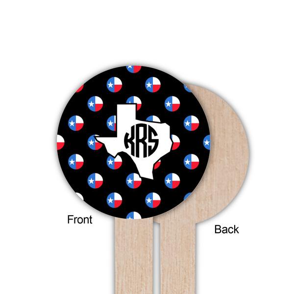 Texas Polka Dots Wooden 6" Food Pick - Round - Single Sided - Front & Back