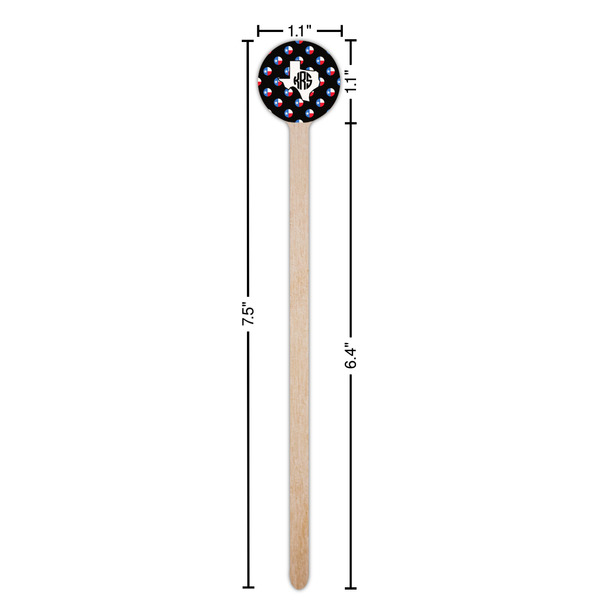 Texas Polka Dots Wooden 7.5" Stir Stick - Round - Dimensions
