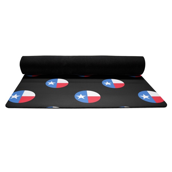 Texas Polka Dots Yoga Mat Rolled up Black Rubber Backing