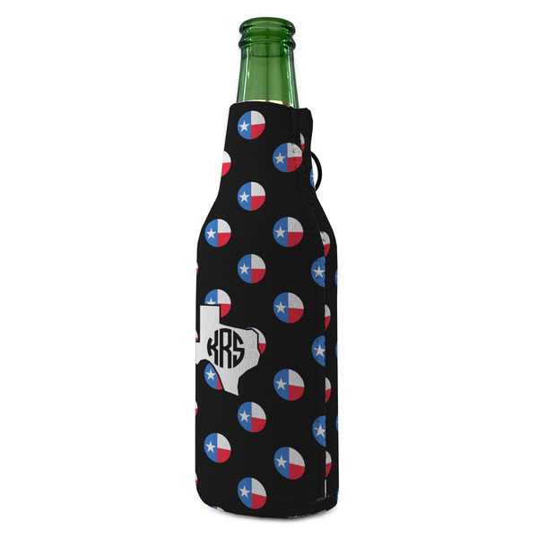 Texas Polka Dots Zipper Bottle Cooler - ANGLE (bottle)