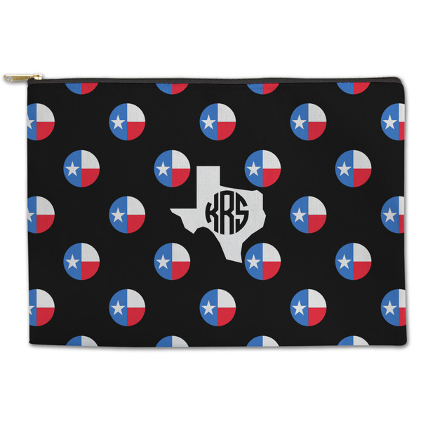 Custom Texas Polka Dots Zipper Pouch - Large - 12.5"x8.5" (Personalized)
