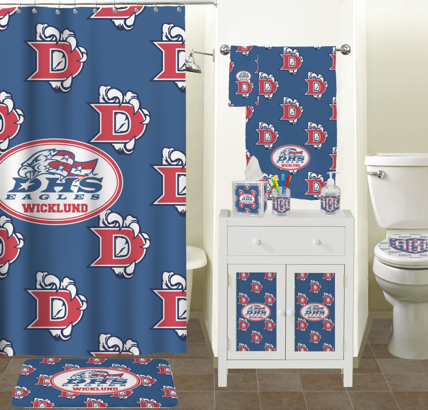 Dawson Eagles Football Bathroom Accessories Set (Ceramic) (Personalized