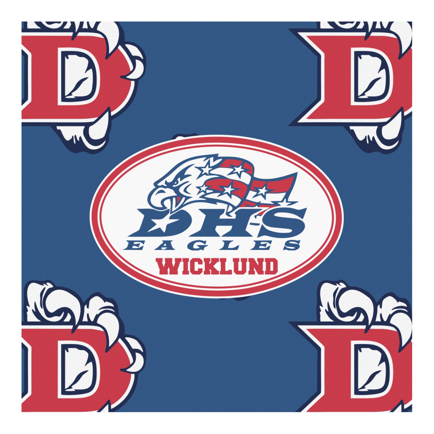 Dawson Eagles Football Square Decal XLarge (Personalized
