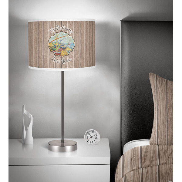 Lake House 13 inch drum lamp shade - in room