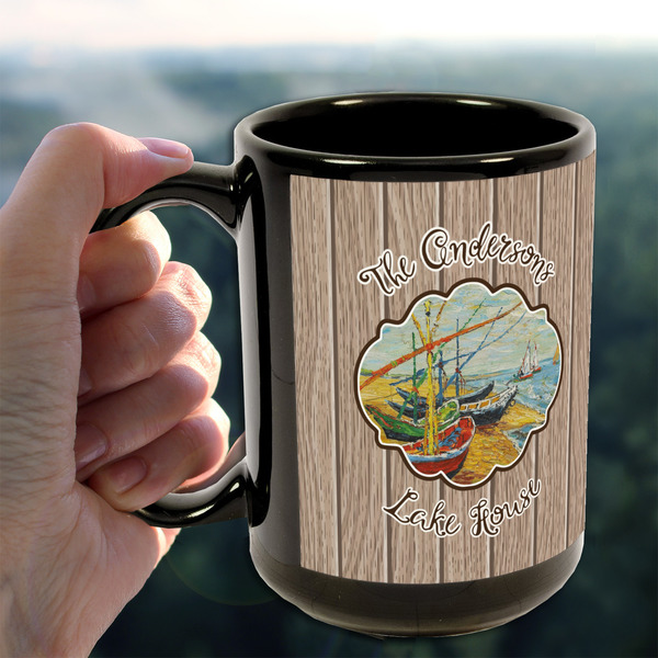 Lake House 15oz. Black Mug - LIFESTYLE