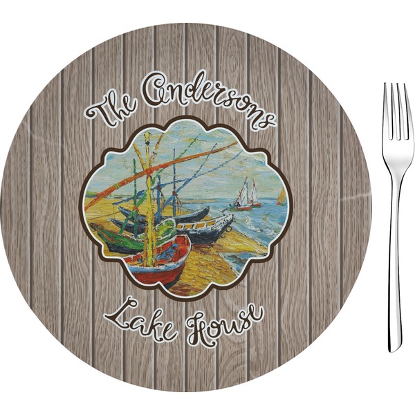Custom Lake House 8" Glass Appetizer / Dessert Plates - Single or Set (Personalized)