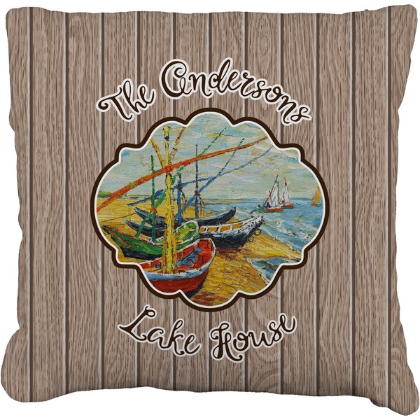 Custom Lake House Faux-Linen Throw Pillow 20" (Personalized)