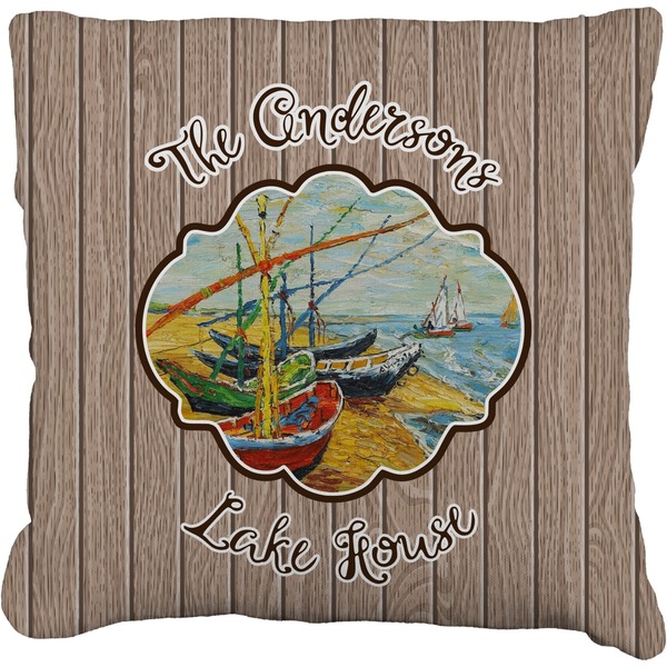 Custom Lake House Faux-Linen Throw Pillow 26" (Personalized)