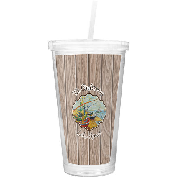 Custom Lake House Double Wall Tumbler with Straw (Personalized)