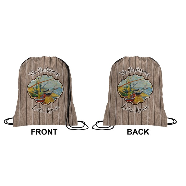 Lake House 2 Drawstring Backpack Front & Back Medium
