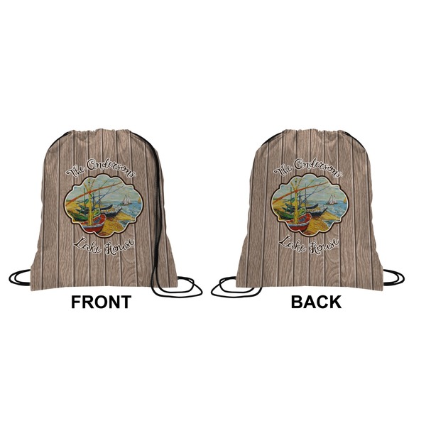 Lake House 2 Drawstring Backpack Front & Back Small