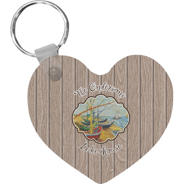 Custom Lake House Heart Plastic Keychain w/ Name or Text