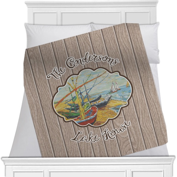 Custom Lake House Minky Blanket - Toddler / Throw - 60"x50" - Double Sided (Personalized)