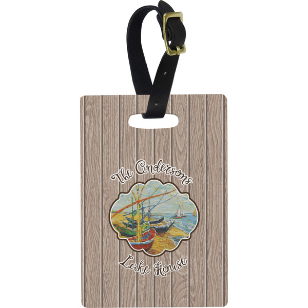 Custom Lake House Plastic Luggage Tag - Rectangular w/ Name or Text