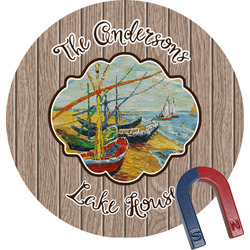 Lake House Round Fridge Magnet (Personalized)