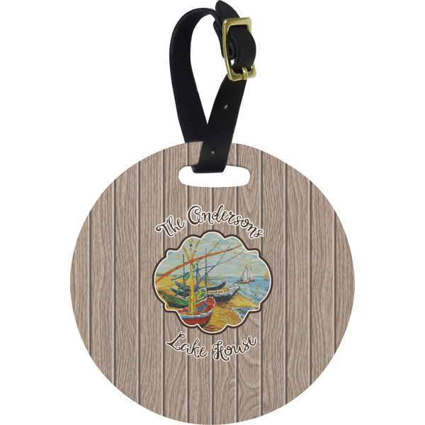 Custom Lake House Plastic Luggage Tag - Round (Personalized)