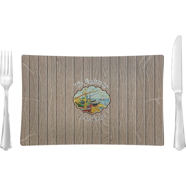 Custom Lake House Rectangular Glass Lunch / Dinner Plate - Single or Set (Personalized)