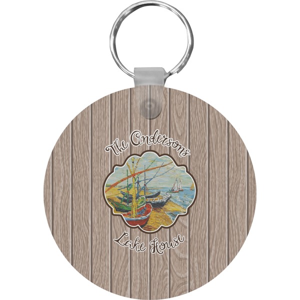 Custom Lake House Round Plastic Keychain (Personalized)