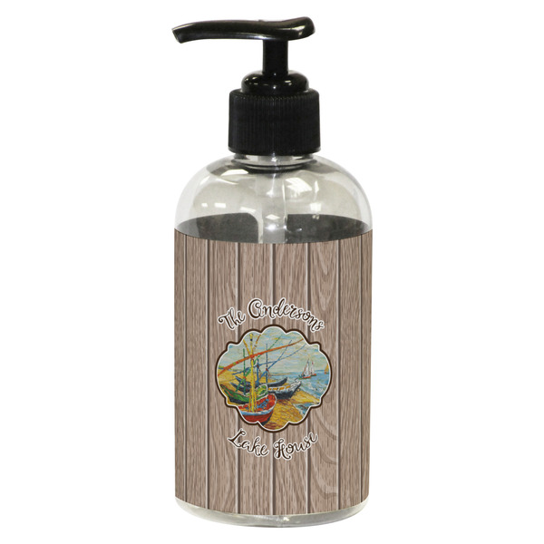 Custom Lake House Plastic Soap / Lotion Dispenser (8 oz - Small - Black) (Personalized)