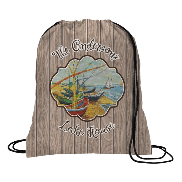 Custom Lake House Drawstring Backpack - Medium (Personalized)