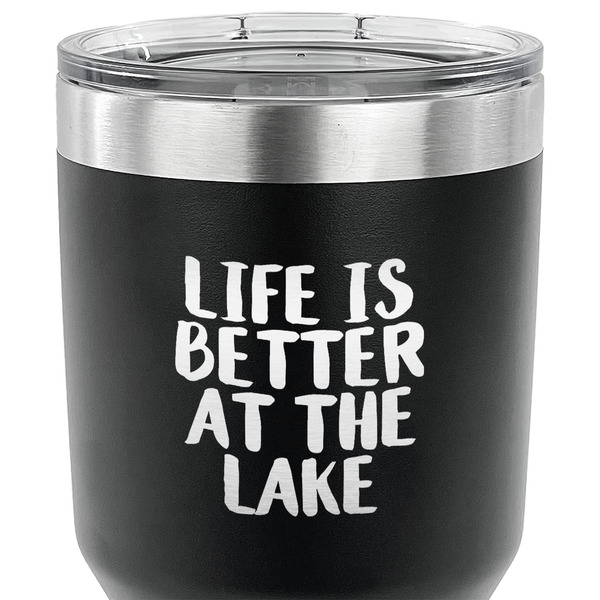 Lake House 30 oz Stainless Steel Ringneck Tumbler - Black - CLOSE UP
