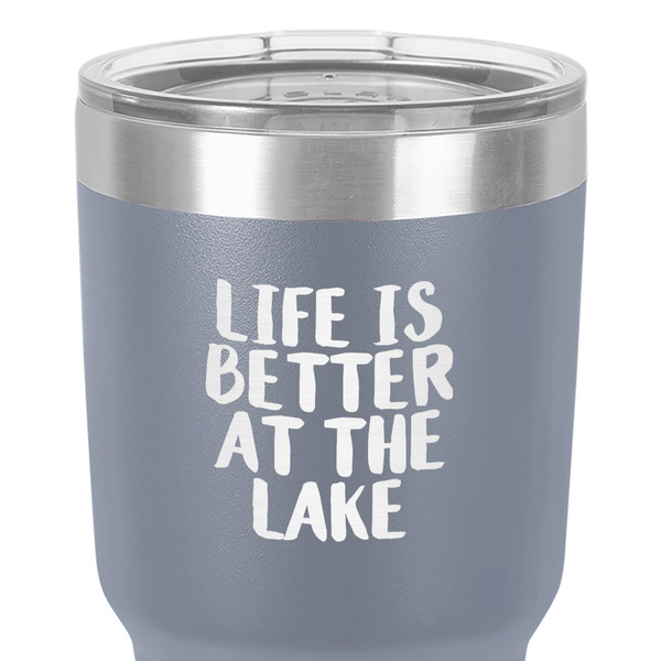 Lake House 30 oz Stainless Steel Ringneck Tumbler - Grey - Close Up