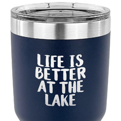 Lake House 30 oz Stainless Steel Tumbler - Navy - Double Sided (Personalized)