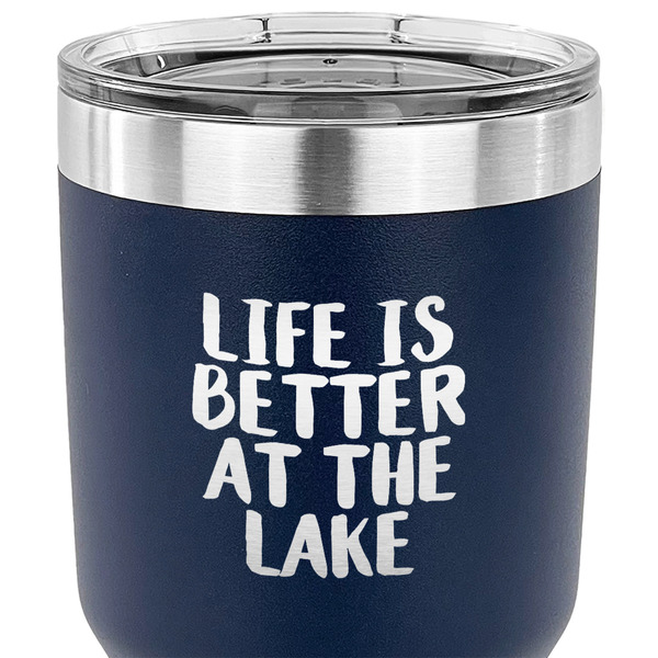 Lake House 30 oz Stainless Steel Ringneck Tumbler - Navy - CLOSE UP
